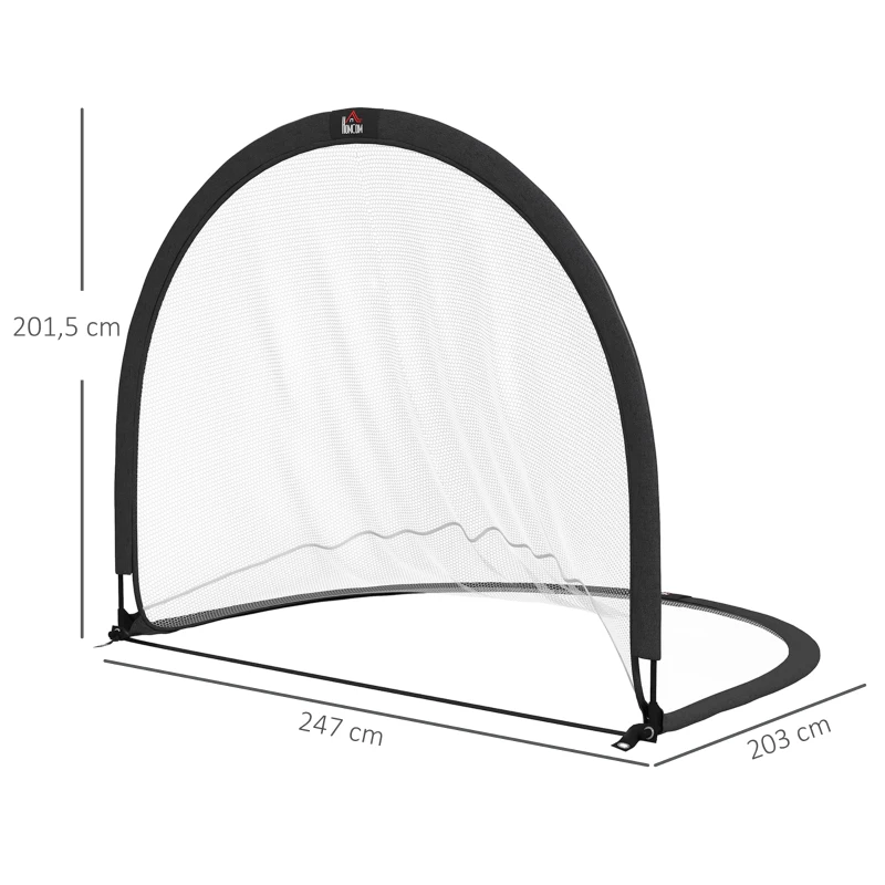 HOMCOM Lot de 2 cages de football système Pop Up avec sac de transport et piquets de fixation