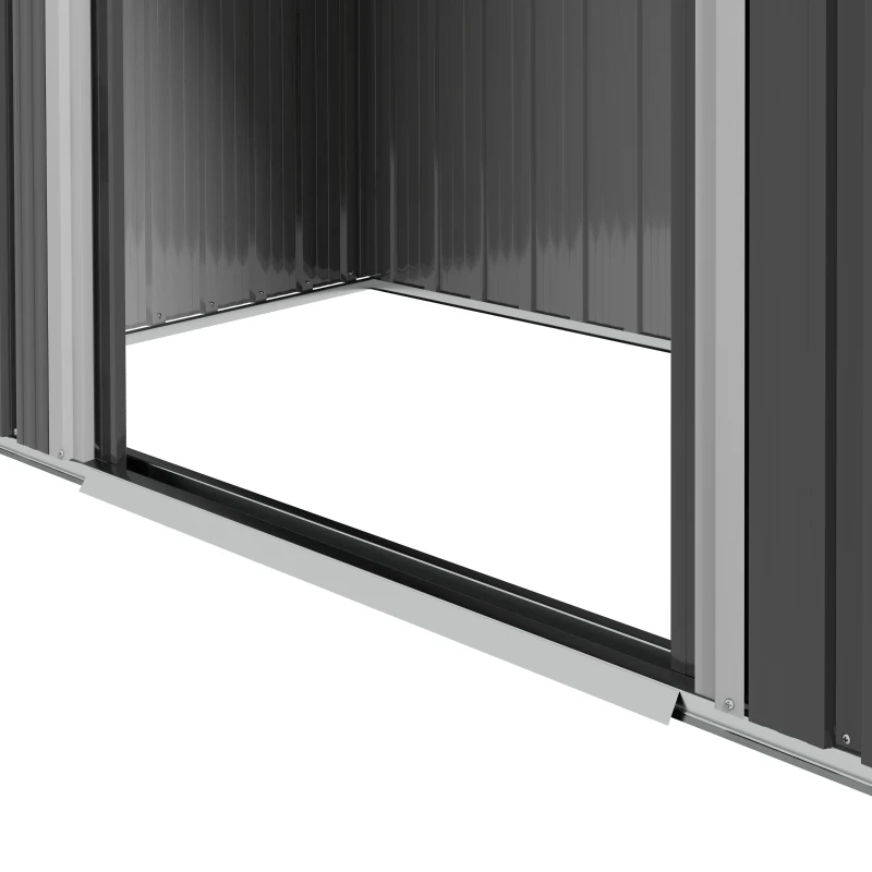 Outsunny Metallgeräteschuppen mit großem Stauraum im Freien mit Schiebetüren 194 x 110 x 184 cm Dunkelgrau