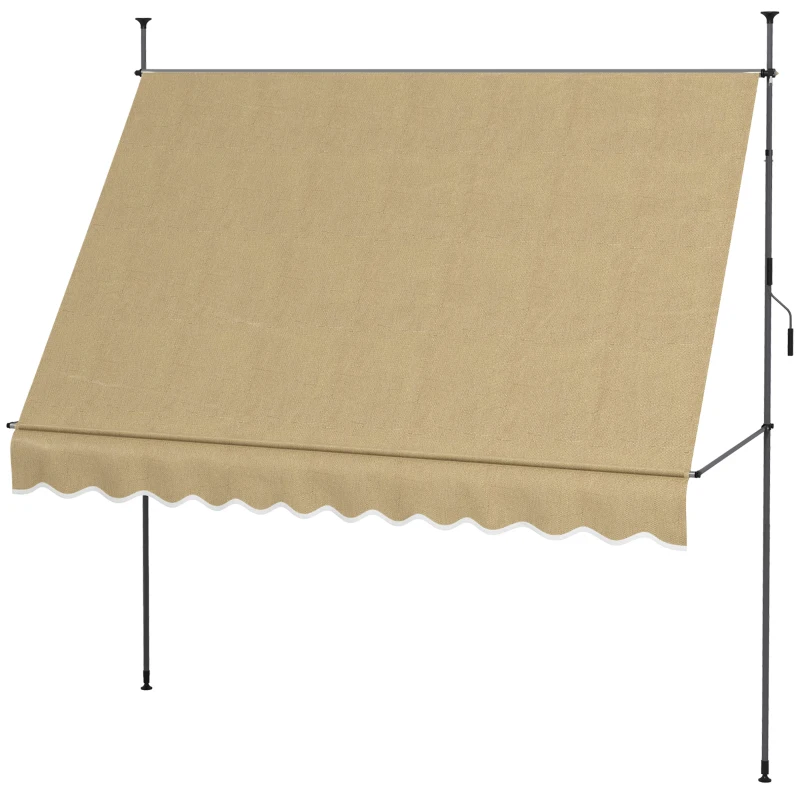 Outsunny Toldo Manual Retrátil com Manivela 300x120x210-300 cm com Altura Ajustável Impermeável para Jardim Varanda Bege