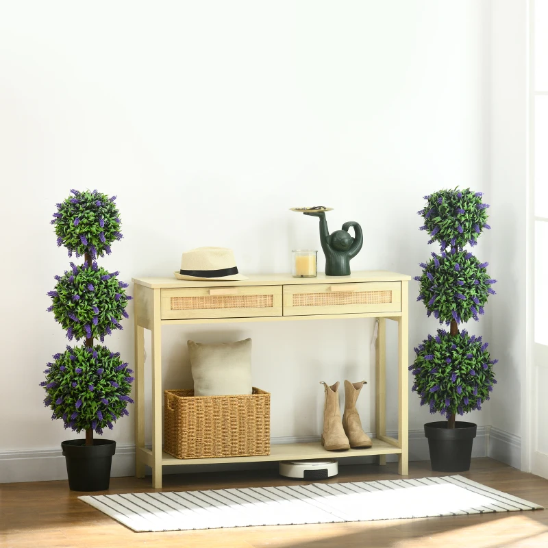 HOMCOM Ensemble de 2 Plantes Artificielles, Plante Artificielle résistante aux UV en Pot de Fleurs, 110 cm Plante d'intérieur pour Salon, Jardin