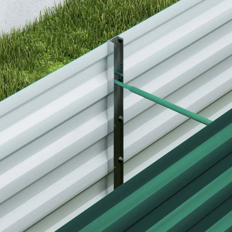 Outsunny Letto per Orto a Fondo Aperto con Bordi Arrotondati in Acciaio Zincato, 240x40x45 cm, Verde