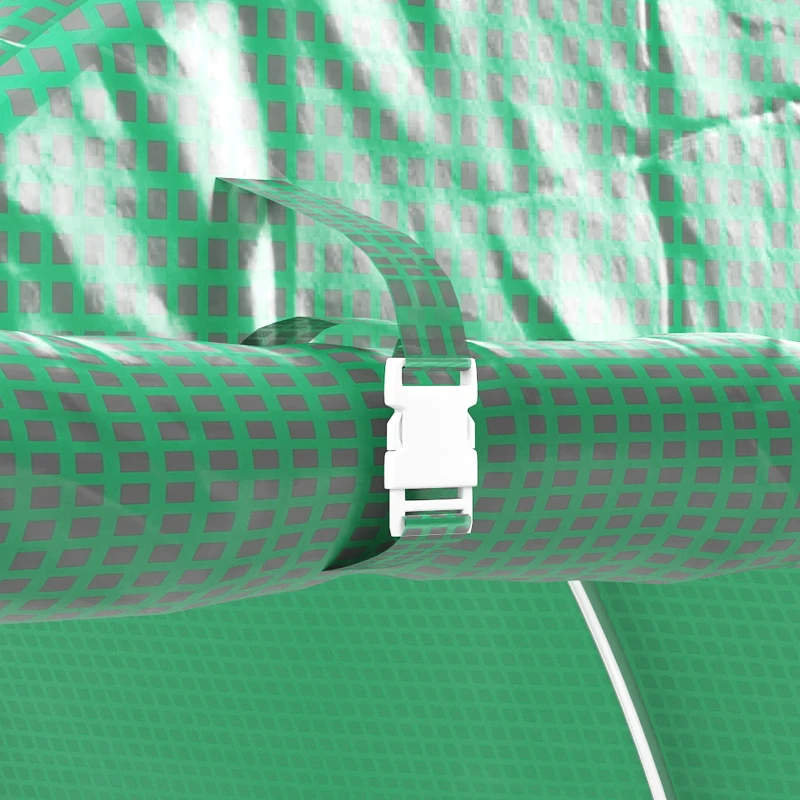 Outsunny Garten-Tunnel-Gewächshaus 24m² 8L x 3B x 2H m - 16 Fenster, aufrollbare Reißverschlusstür Stahl-Galvanisierter Rohrrahmen, PE, Grün