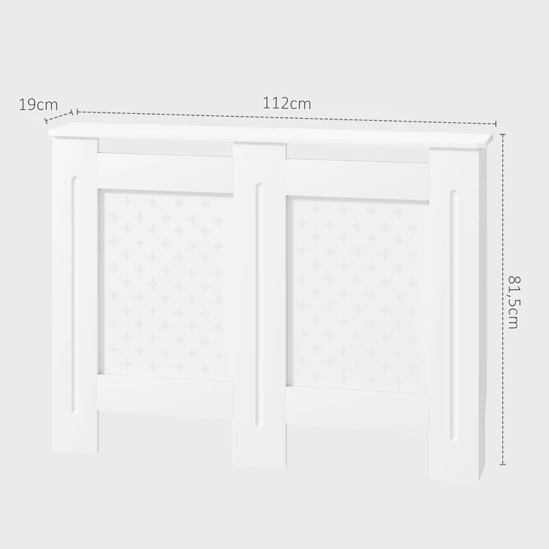 HOMCOM Couvercle de radiateur cache radiateur grille croisée pour salon chambre à coucher en bois 112l x 19P x 81,5H cm blanc