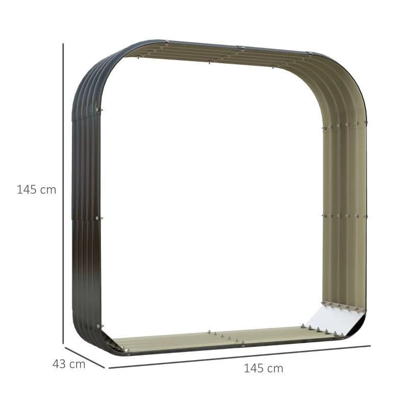 Outsunny Abri bûches de stockage pour bois de chauffage en acier galvanisé ondulé - 145l x 43P x 145H cm