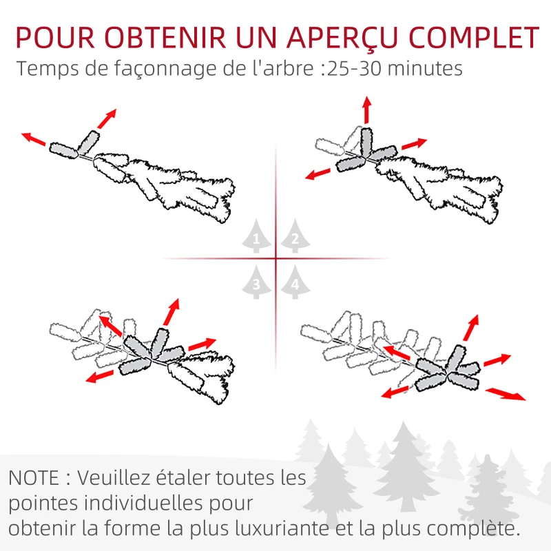 HOMCOM Sapin de Noël Artificiel 180 cm Arbre de Noël avec support en acier pliable, 1061 branches, décoration de Noël, vert