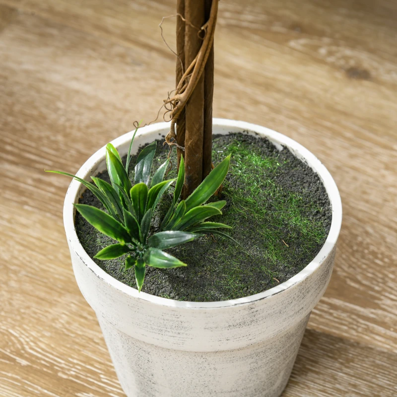 HOMCOM 2er-Set Lavendel Kunstbaum, 60 cm hoch, inkl. Topf und Kunstmoos, Weiß