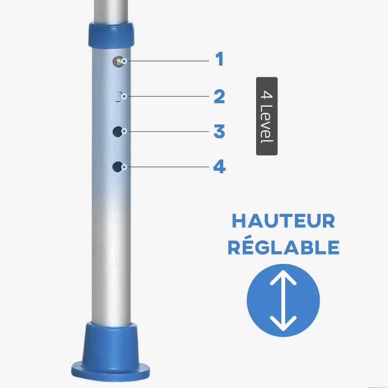 HOMCOM Tabouret de douche chaise de douche - assise rembourré et réglable, patins à ventouses antidérapants, en aluminium bleu