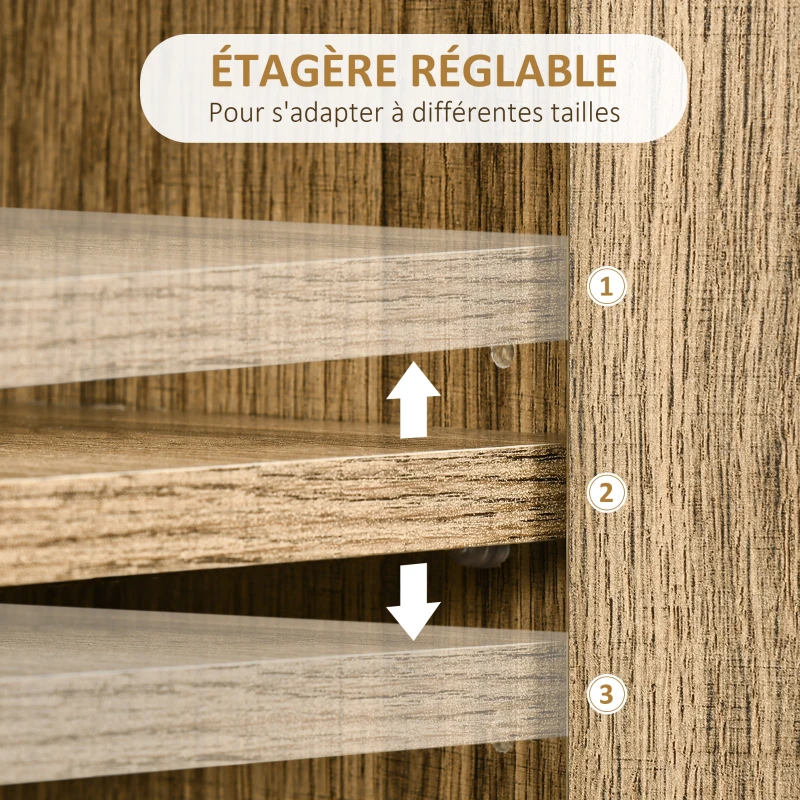 HOMCOM Meuble de rangement commode buffet 4 tiroirs 1 placard - pieds épingles à cheveux style bohème 79 x 39 x 86 cm marron