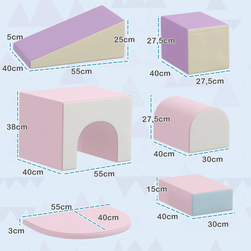 HOMCOM 7PCS Module motricité bébé parcours motricité bébé en mousse EPE pour enfants d'âge préscolaire, multicolore