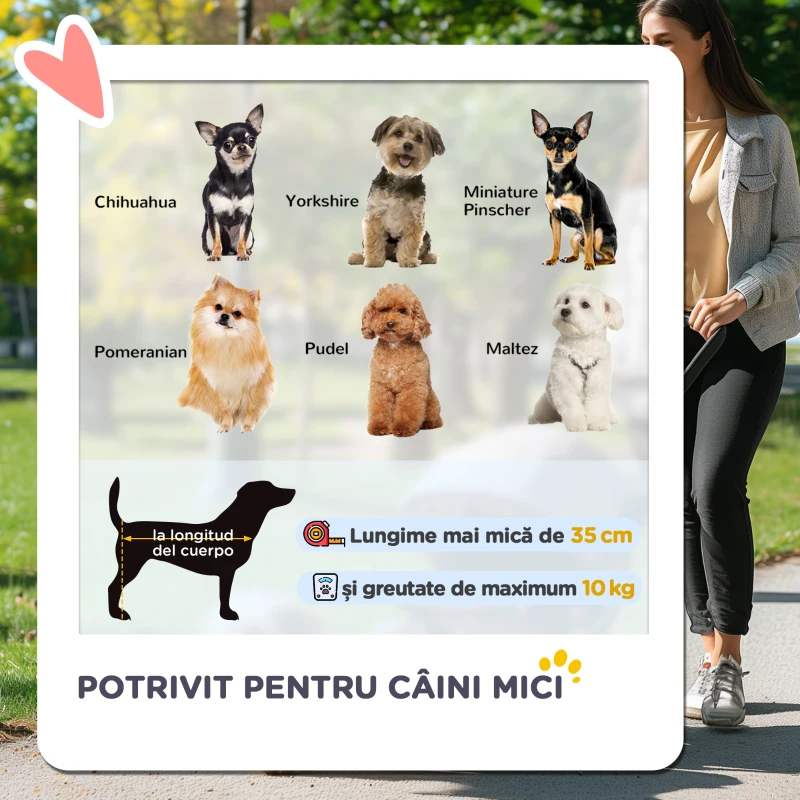 PawHut Cărucior pentru Câini Până la 10 kg, Cărucior Pliabil pentru Animale, 75x45x97 cm, Albastru Închis