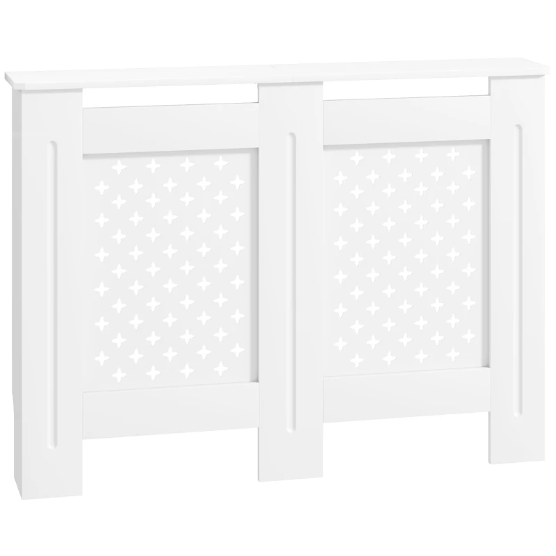 HOMCOM Couvercle de radiateur cache radiateur grille croisée pour salon chambre à coucher en bois 112l x 19P x 81,5H cm blanc