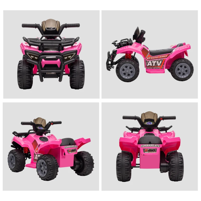 HOMCOM Quad buggy voiture électrique enfant quad électrique 18-36 mois 6 V 2 Km/h max. rose