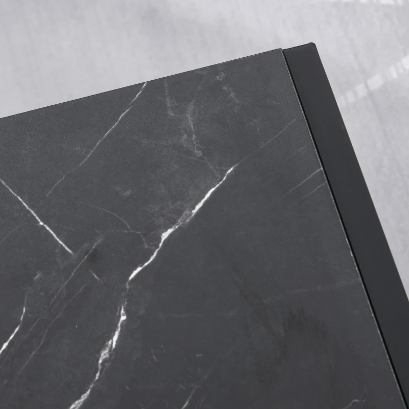 HOMCOM Tavolino da Caffè Nero, Tavolino Effetto Marmo con Ripiano Inferiore, da Soggiorno o Ufficio, Design Moderno, Telaio in Acciaio, 106x50x45cm, Nero