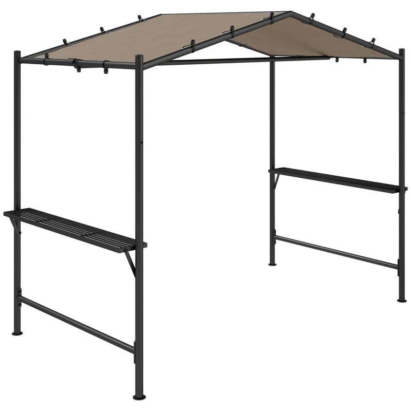 Outsunny Grillzelt Grilldach, wetterbeständig, inkl. Seitentaschen, 277 x 149 x 230 cm, Khaki(m-9)