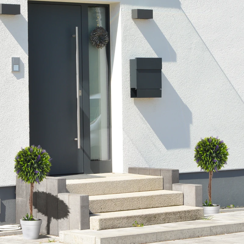 HOMCOM Lot de 2 plantes Artificielles avec fleurs de lavande, tronc et pot inclus - hauteur 60 cm vert
