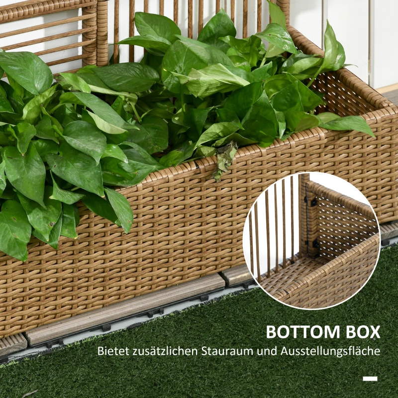 Outsunny Blumenkasten mit Spalier, wetterfest, Polyrattan, 103 x 103 x 29 cm, Sandfarbe