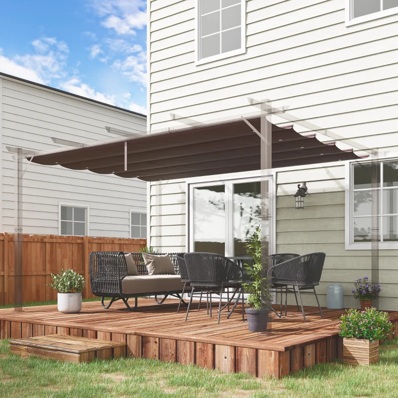 Outsunny Dachabdeckung für zusammenklappbare Pergola-Markise 4 x 3 m - Braun