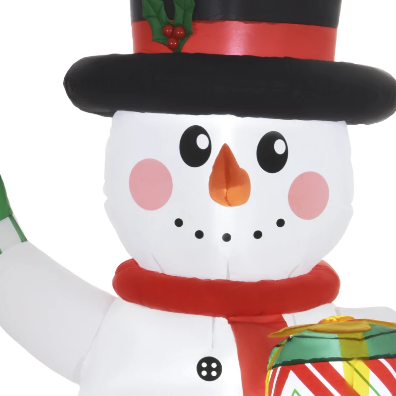 Outsunny Bonhomme de neige gonflable de Noël de 180 cm avec lumières LED, matériel fixation et souffleur, intérieur et extérieur