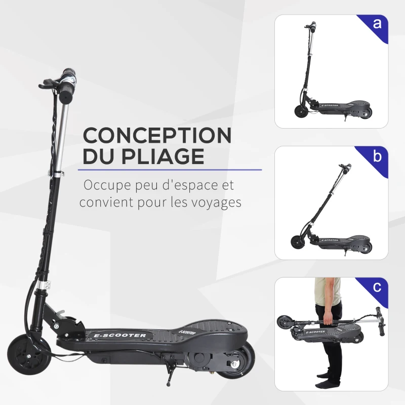 HOMCOM Trottinette électrique pliante pour enfant de +7ans, 120W Vitesse max 12km/h, 74x36x82,5-92,5 cm Noir(m-5)
