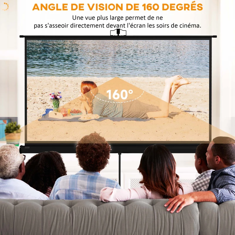 HOMCOM Écran de projection 84 pouces avec support trépied hauteur réglable, écran 4K HD 16:9