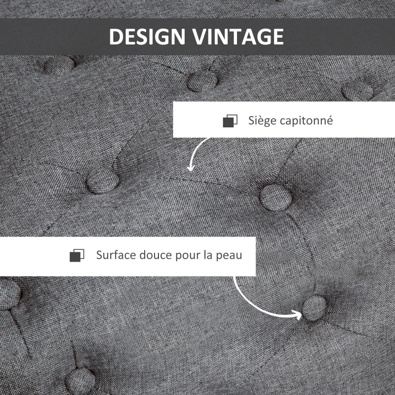 HOMCOM Banc de rangement pouf salon bout de lit coffre de rangement pour salon, chambre, entrée, 100 x 40 x 44 cm, gris foncé