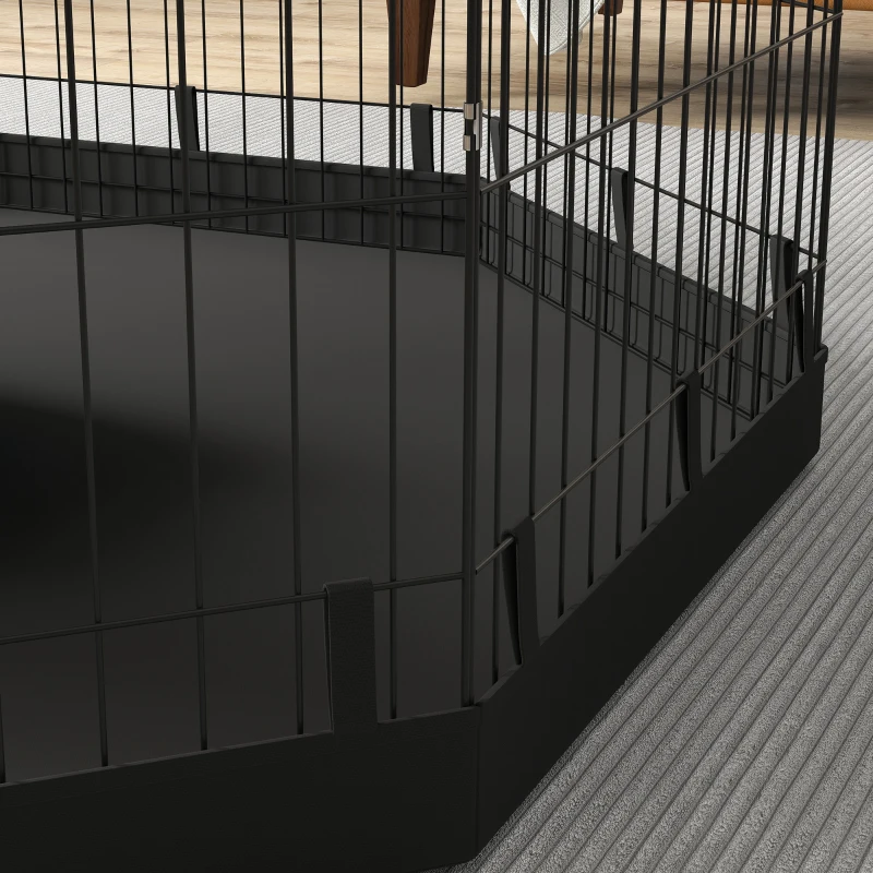 PawHut Hundepark Innenhundeausschuss 8 faltbare modulare Paneele mit Tür für Welpen aus Stahl 61B x 61H cm schwarz