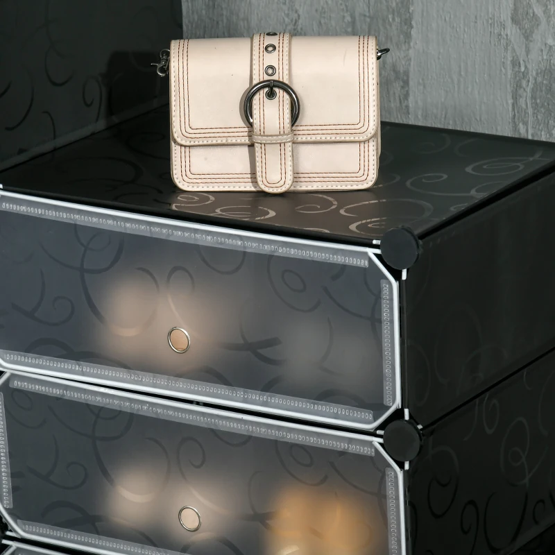 HOMCOM Mobile Scarpiera Modulare Salvaspazio, 12 Cubi 45x35x16 cm in Acciaio e PP, Nero e Bianco