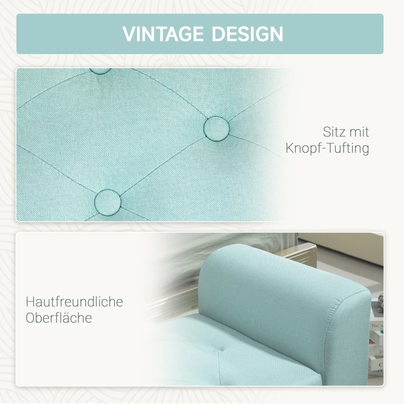 HOMCOM Sitzbank mit Stauraum, Polsterbank, belastbar bis 130 kg, Leinenoptik, Kautschukholz, 116 x 44 x 58 cm, Grün