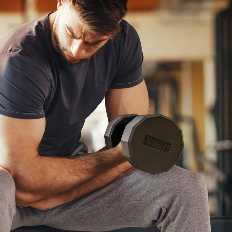 SPORTNOW Haltère poignée antidérapante, fitness, sport à domicile, 15kg, noir