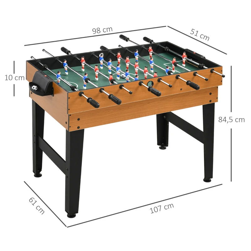 HOMCOM Table de jeu 4-en-1 incluant ping-pong, baby-foot, billard, hockey sur table, en métal, bois, naturel et noir
