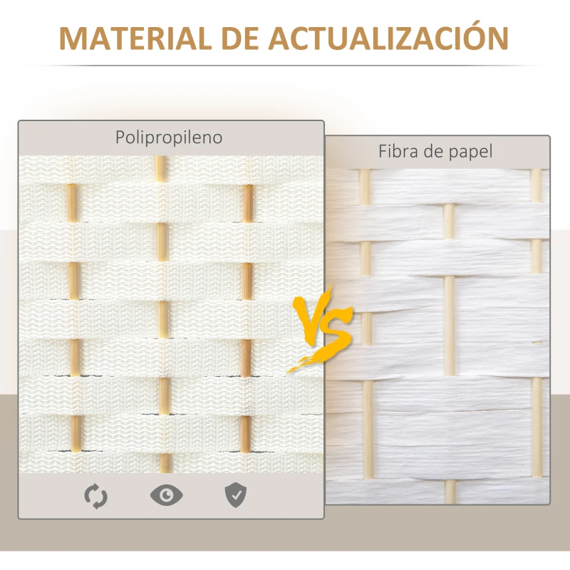 HOMCOM Biombo Separador de Ambientes de 6 Paneles Biombo Plegable 240x170 cm para Salón Dormitorio Oficina Blanco