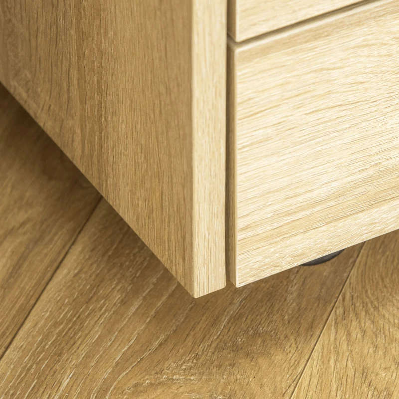 Vinsetto Cajonera de Oficina Mueble Auxiliar para Archivos con 4 Cajones Encimera Superior de Almacenaje 4 Ruedas y 2 Frenos para Estudio Despacho 40x36x65 cm Natural