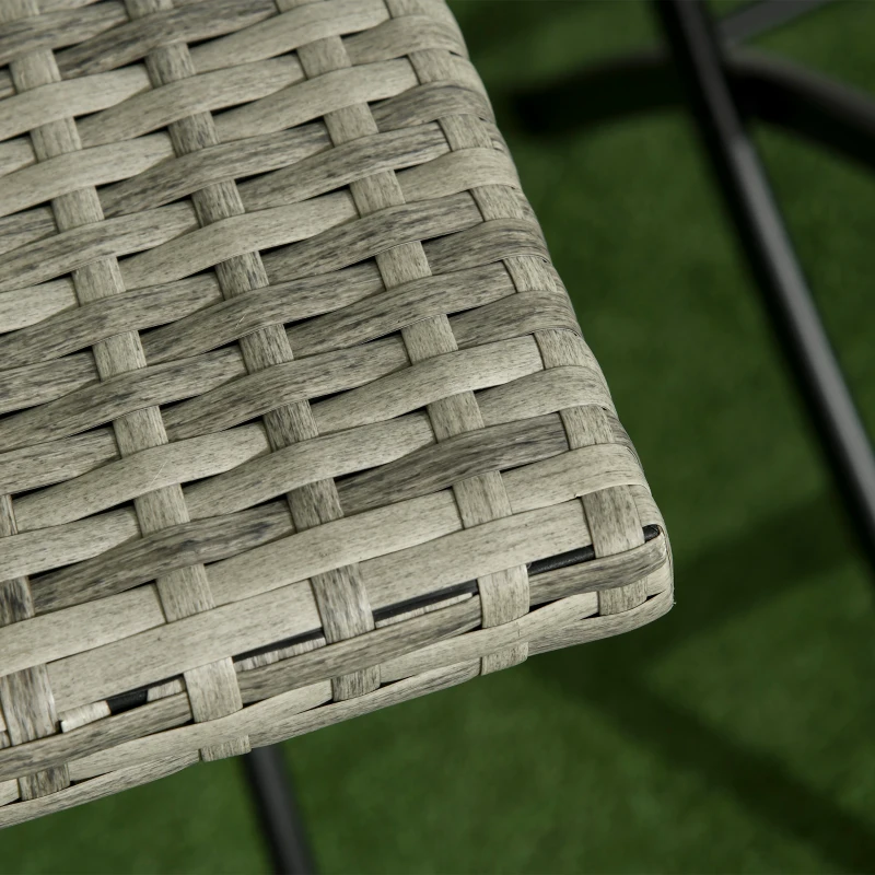 Outsunny 3-tlg. Gartensitzgruppe, 2 Klappstühle, 1 Klapptisch, Rattanoptik, Metallrahmen, hellgrau