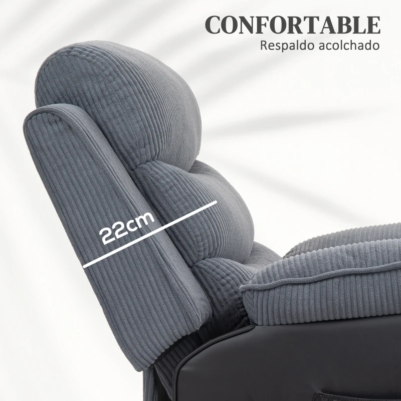 HOMCOM Sillón Relax Reclinable Eléctrico Levanta Personas con Mando a Distancia y Bolsillos Laterales Sillón Elevador Gris