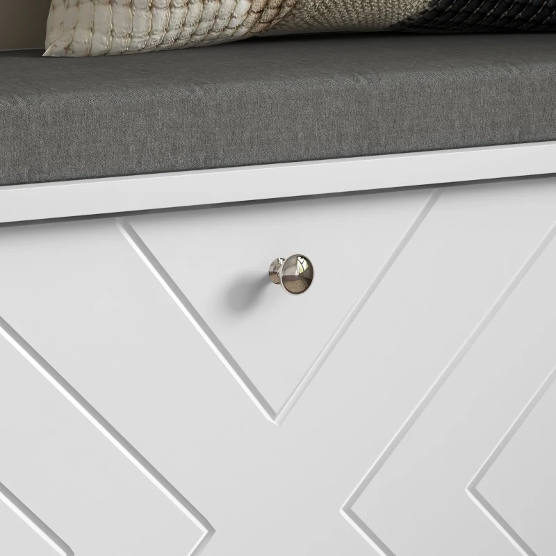 HOMCOM Mueble Zapatero con Banco con Estantes Ajustables y Cojín Acolchado para 8 Pares de Zapatos 80x26x48 cm Blanco