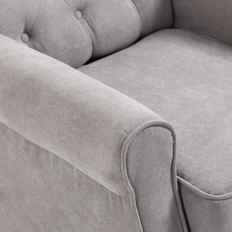 HOMCOM Fauteuil de salon capitonné avec assise large, pieds en bois, style classique, grand confort, 74 x 86 x 102 cm, gris(m-11)