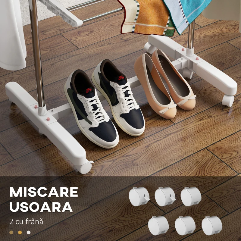 Homcom Suport de Uscat Rufe – Inox, 3 Etaje Reglabile Premium