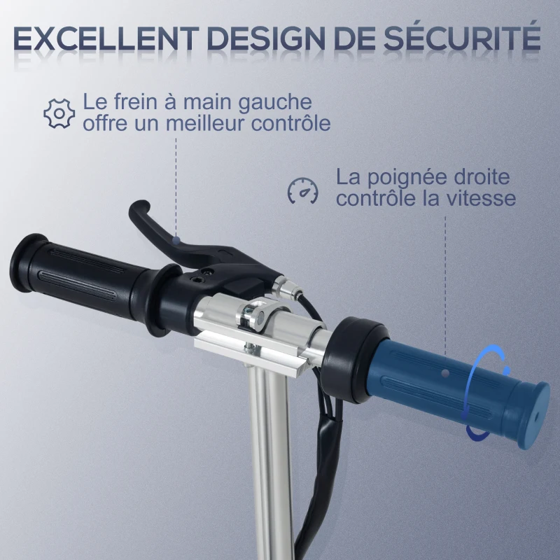 HOMCOM Trottinette électrique pliante pour enfant de 7+ans, 120W Vitesse max 12km/h, 75x36x82-93 cm Noir