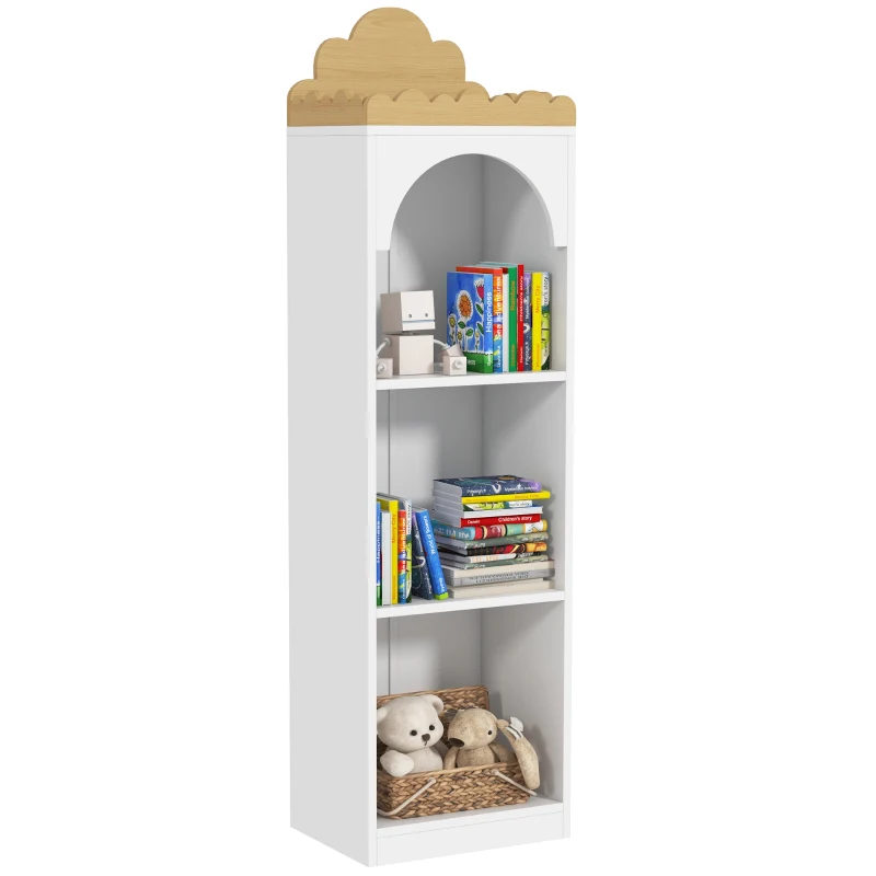 AIYAPLAY Bibliothèque pour enfants avec étagère 3 niveaux joli design nuage pour chambre coin lecture blanc