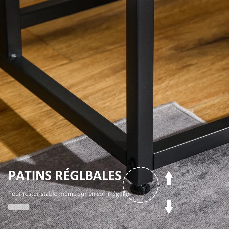 HOMCOM Table basse moderne salon table d'appoint chambre structure acier noir plateau étagère aspect marbre blanc