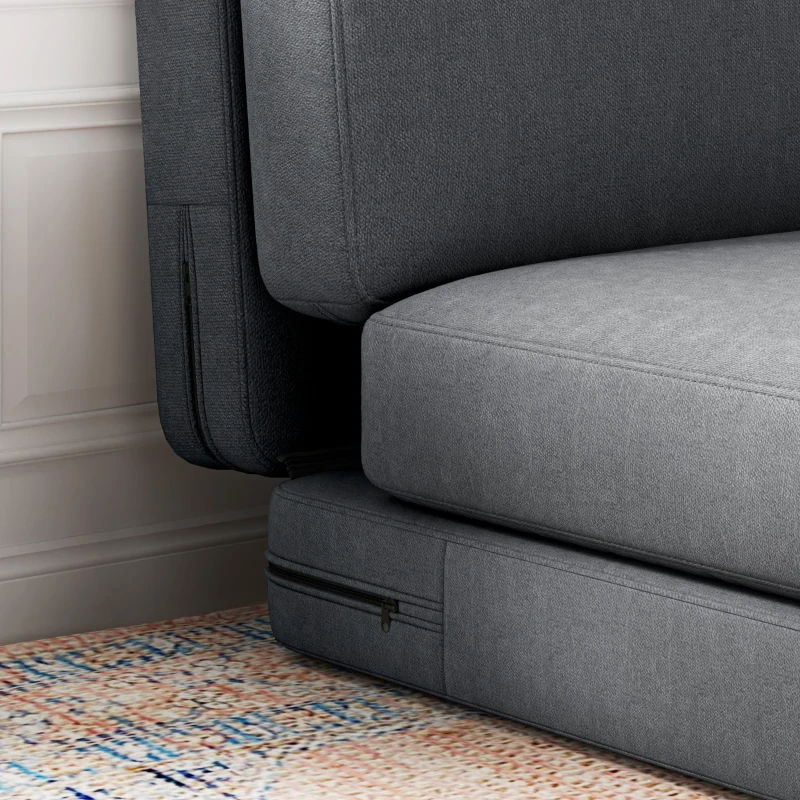 HOMCOM Fauteuil de sol pliable avec coussins, canapé rembourré transformable, salon, chambre d'invités, bureau, 75 x 268 x 18 cm, Gris foncé