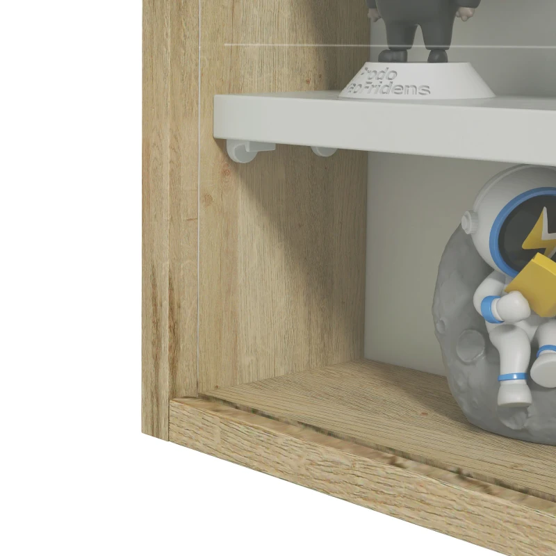 HOMCOM Vitrine für Sammlung Wandvitrine 80 x 9,5 x 60 cm 4 verstellbare Regale 2 Schiebetüren aus Glas