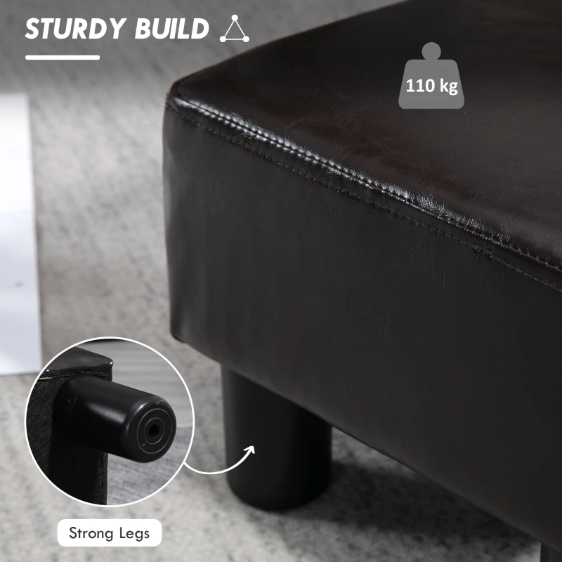 HOMCOM PU Leather Footstool Ottoman Cube with 4 Plastic Legs, Brown(m-5)