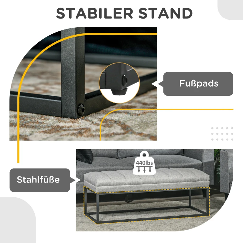 HOMCOM Sitzbank im Industrie-Design, Bettbank, Metallbeine, Rosa + Schwarz