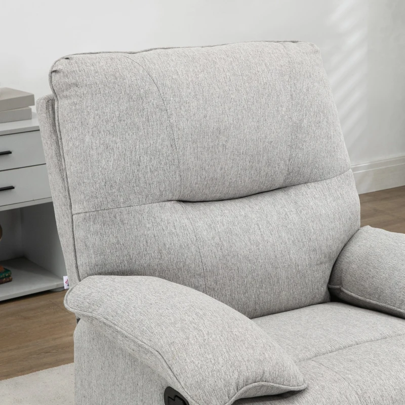 HOMCOM Sofá Reclinable Manual Sillón Relax Tapizado en Tela Reposapiés Carga 160 kg para Personas 150-190 cm 89x98x101 cm Gris