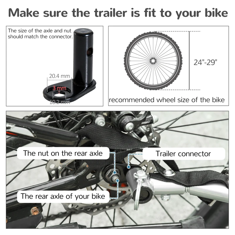 HOMCOM 2-in-1 Pet Bike Jogger Trailer with Swivel Front Wheel, Reflectors, and Hitch Bar Included in Red Black