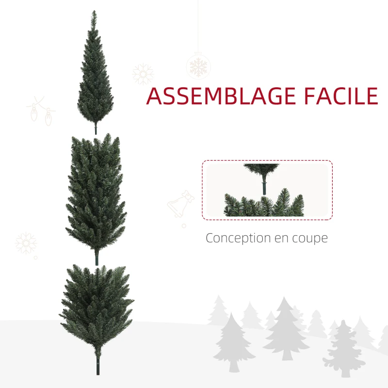 HOMCOM Sapin de Noël artificiel, arbre de Noël, base en acier, 390 branches épines, décoration de Noël, Ø 55 x 195H cm, vert