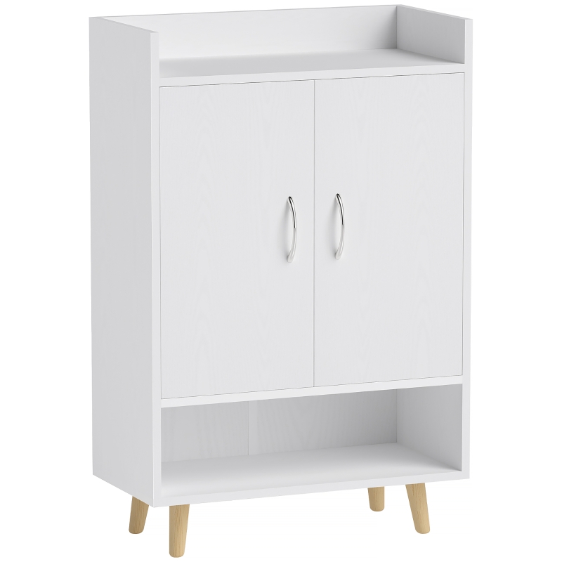 HOMCOM Armoire à chaussures, meuble à chaussures avec portes et étagères, pour couloir, moderne meuble à chaussures, étagères à chaussures, 60 x 30 x 92 cm, Blanc