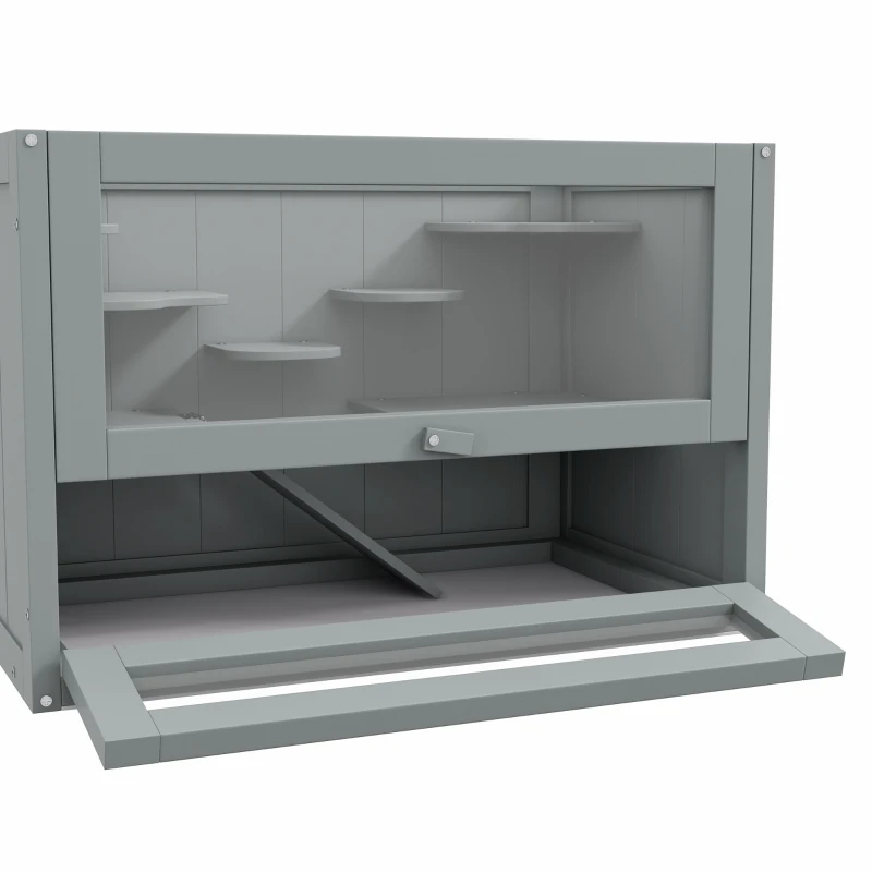 PawHut Cage pour hamsters souris petits rongeurs multi-équipements rampe plateformes toit ouvrant grillagé 60 x 35 x 42 cm gris