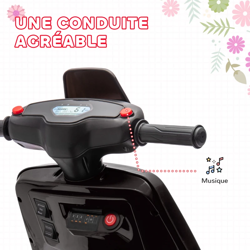 AIYAPLAY Scooter électrique enfants moto porteur pour enfants phare et musique, marche avant/arrière, roues d'entraînement